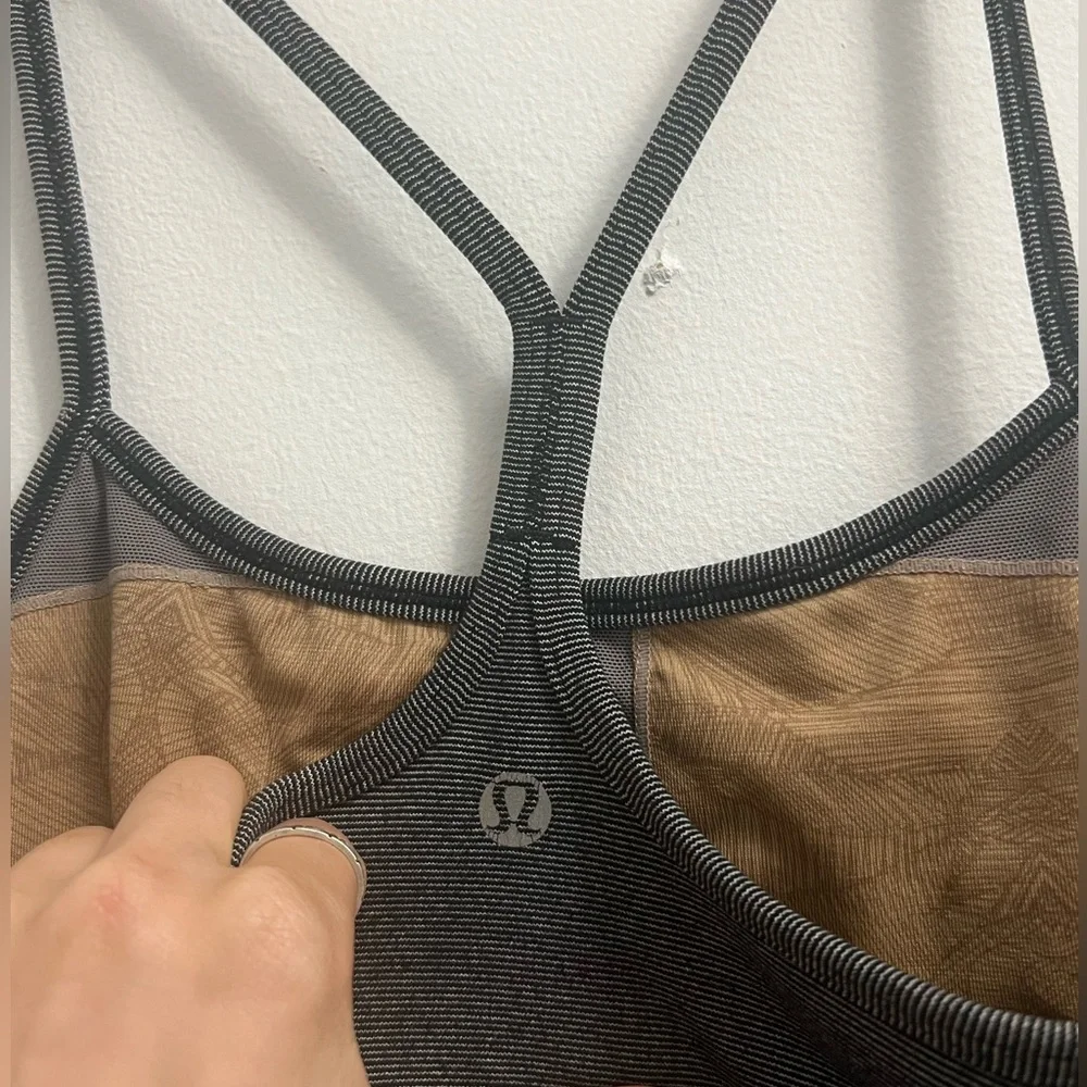 Lululemon Power Y Tank - Black Wee Stripe - Size 4